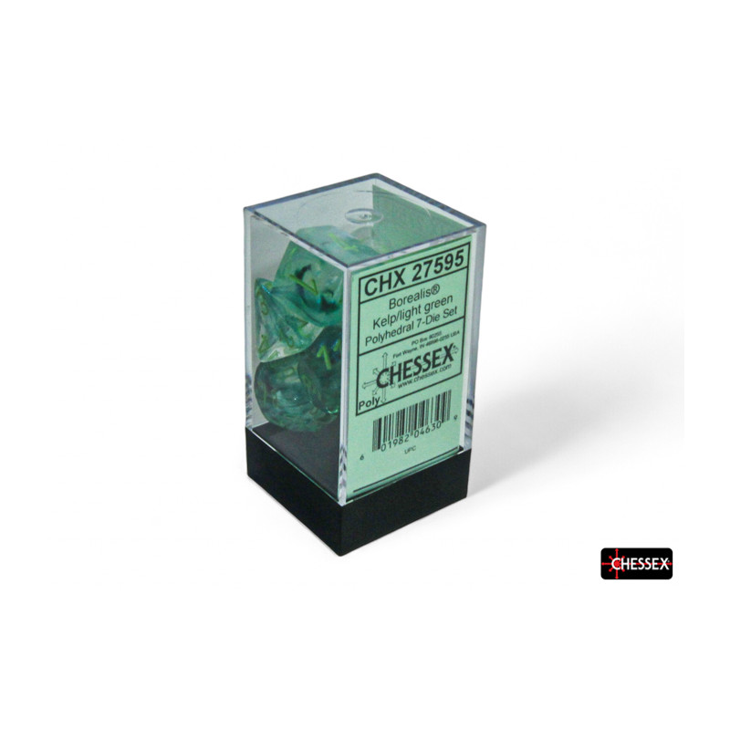 SET DE 7 DADOS BOREALIS KELP C/ VERDE CLARO LUMINOSO